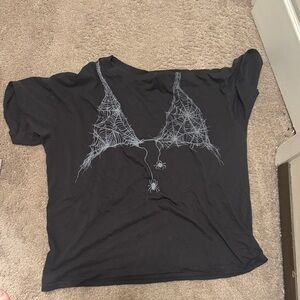 American Eagle Outfitters Black Spider Graphic Tee